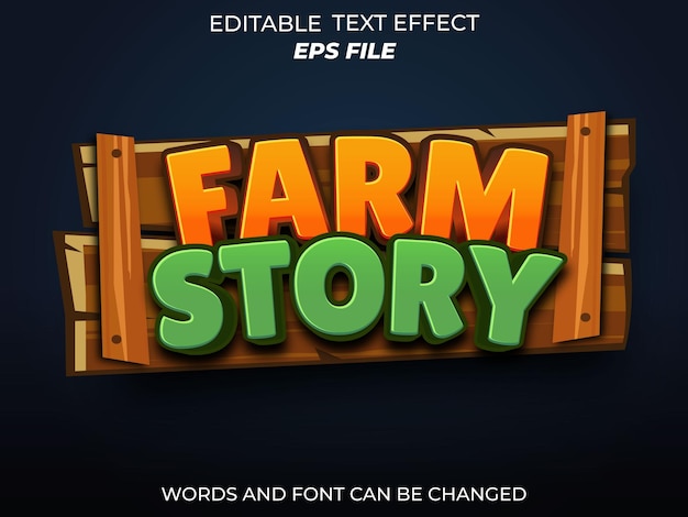 farm story text effect font editable typography 3d text for games vector template
