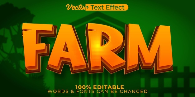 Farm Vector Text Effect Editable Alphabet Farmer Cow Corn Tractor