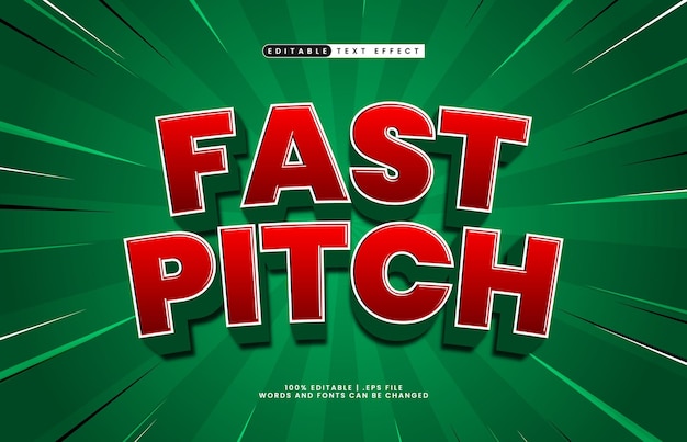 fast pitch editable text effect with a baseball and sport text effect