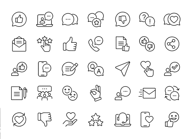 Feedback Line Editable Icons set Vector illustration in modern thin line style of communication ico