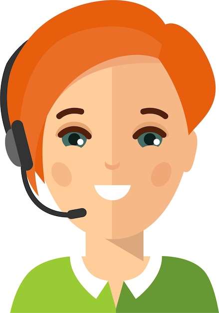 Female Call Center Avatar with Headphones microphone