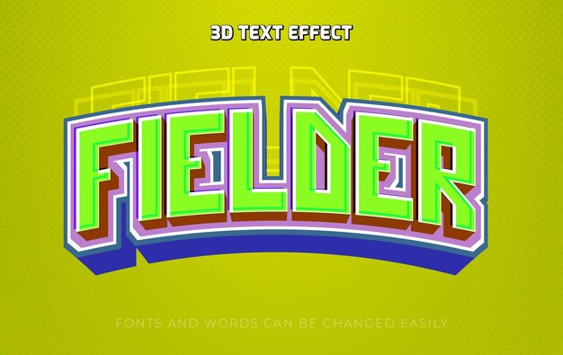Fielder 3d editable text effect style