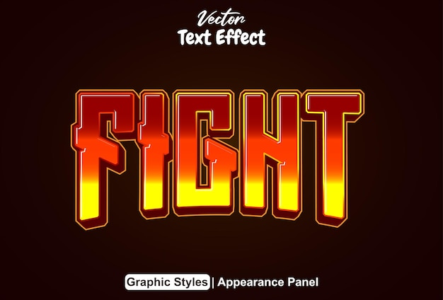 fight text effect with orange graphic style and editable