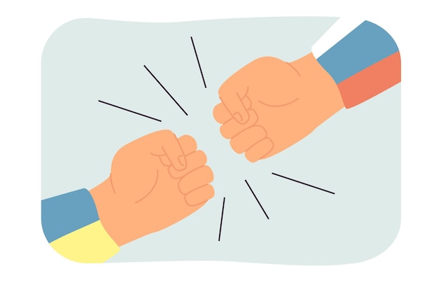 fighting hands with the ukrainian and russian flags. strong fist punch of people in conflict flat vector illustration. rivalry, crisis, war concept for banner, website design or landing web page