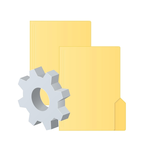File computer folder icon with gear icon Settings icon or instruction. Color folder