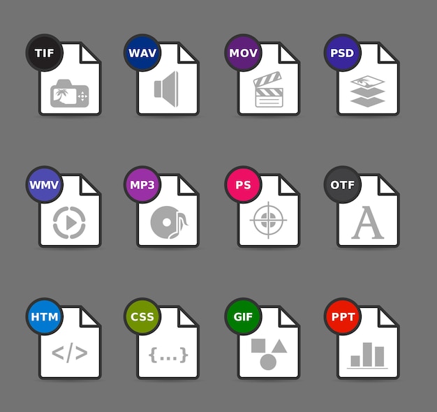 File formats icon set