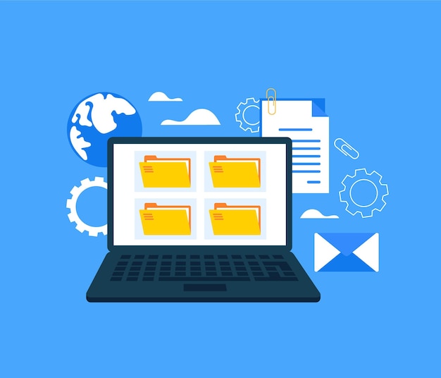 File organization paperwork database concept.   cartoon   