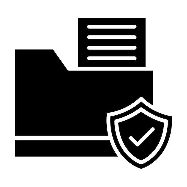 File Protection Glyph Solid Black Illustration