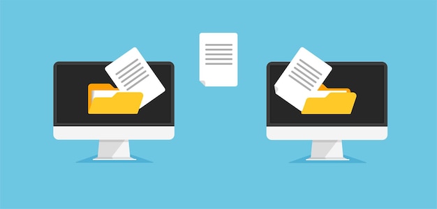 File transfer concept Uploading documents to internet copy to cloud storage or pcDownload process