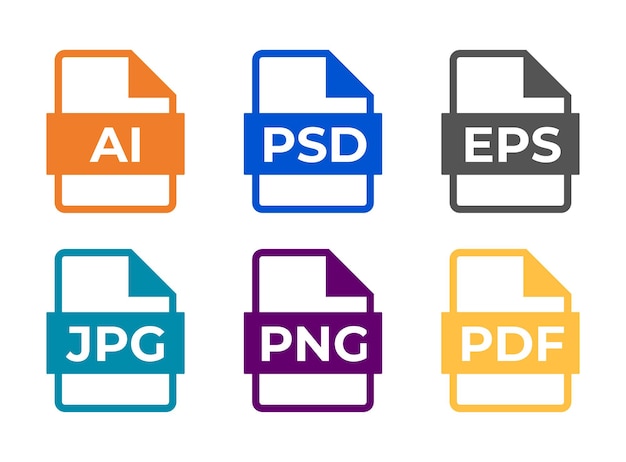 File types vector icon set ai pdf jpg png eps