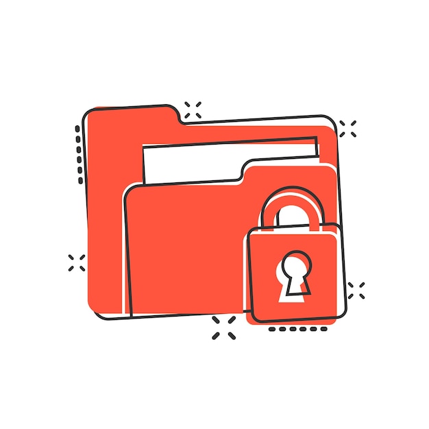 Files folder permission icon in comic style Document access cartoon vector illustration on isolated background Secret archive splash effect sign business concept