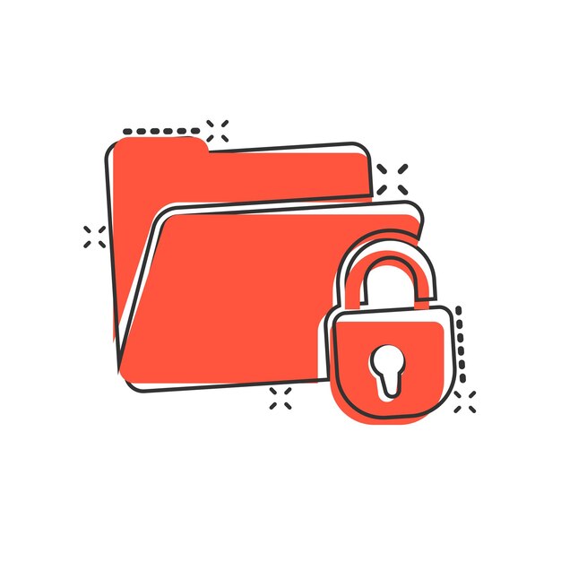 Files folder permission icon in comic style Document access cartoon vector illustration on isolated background Secret archive splash effect sign business concept