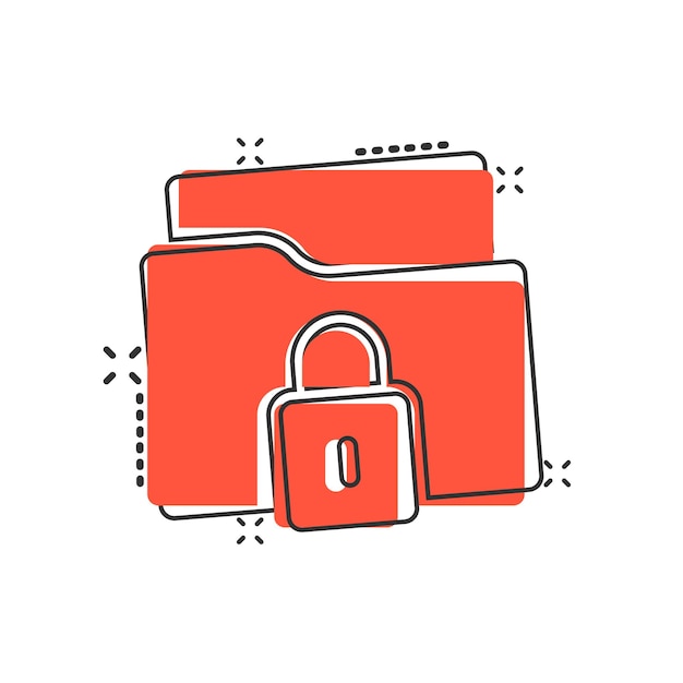 Files folder permission icon in comic style Document access cartoon vector illustration on isolated background Secret archive splash effect sign business concept