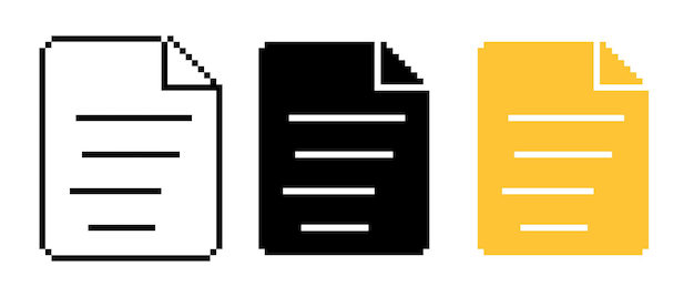 Files line icon set Information data folder computer document paper work save pixel style Multicolored icon on white background