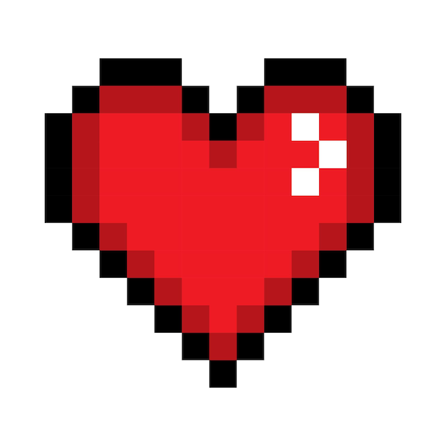 Filled red heart line icon Emoji valentine's day relationships love life health game treatment applications pixel style Multicolored icon on white background