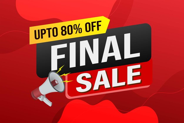 final sale word mega phone concept vector illustration and 3d style landing page template ui web