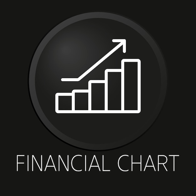 Financial chart  minimal vector line icon on 3D button isolated on black background Premium Vector