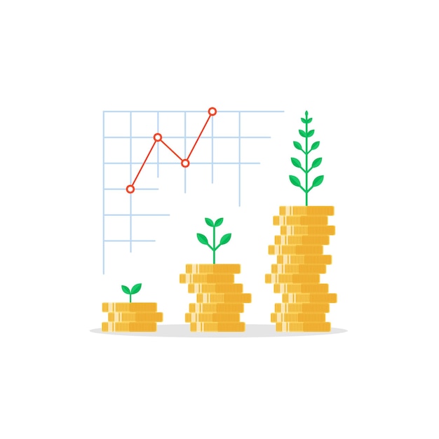 Financial concept with plant growing on stack of coin design for business Vector illustration