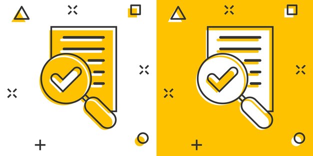 financial statement icon in comic style result cartoon vector illustration on white isolated background report splash effect business concept