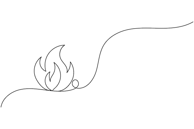 fire continuous one line drawing and minimalist style isolate outline vector icon