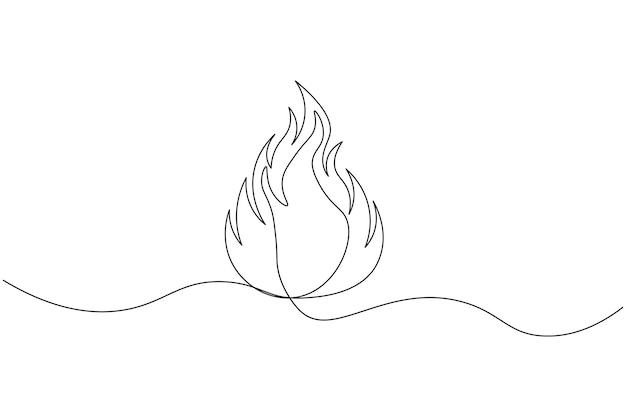 fire continuous one line drawing and minimalist style isolate outline vector icon