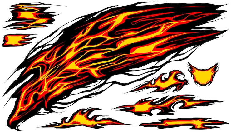 Vektori fire decal sport motor cross and element