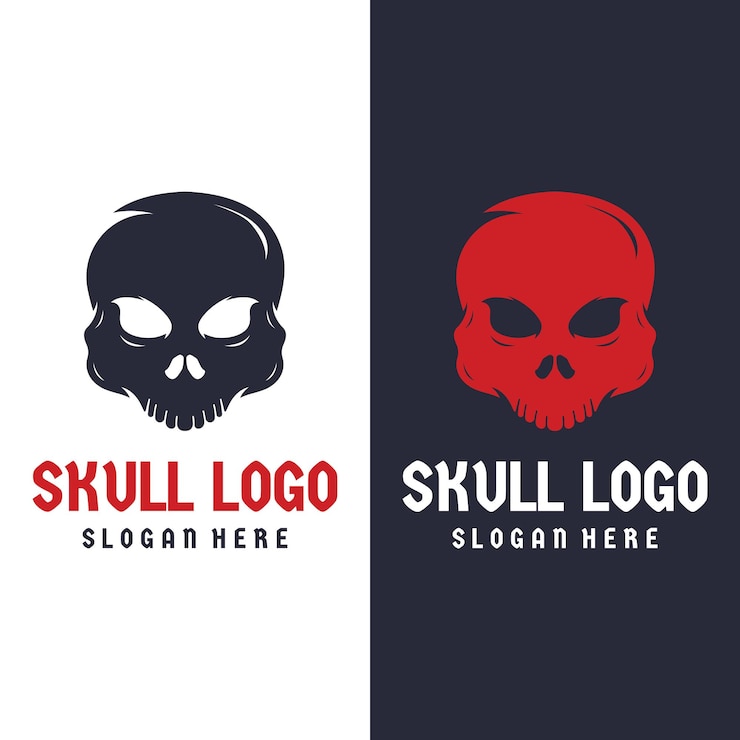 Vektori fire skull head logo template with horns warrior darkstrong tattoovintage logo