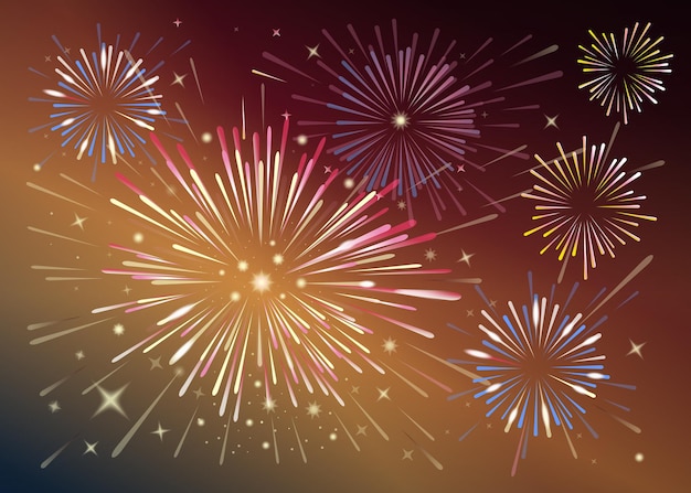 Fireworks in the night sky Vector illustration
