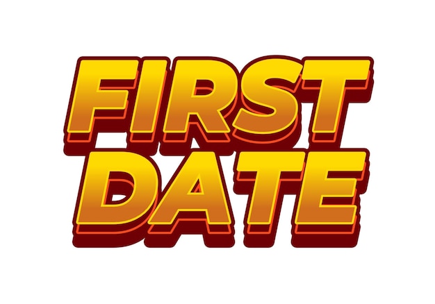 First date Text effect in 3D style with modern colors