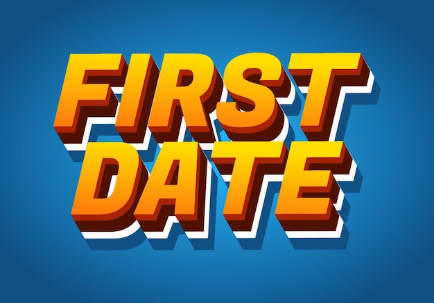 First date Text effect in 3D style with modern colors