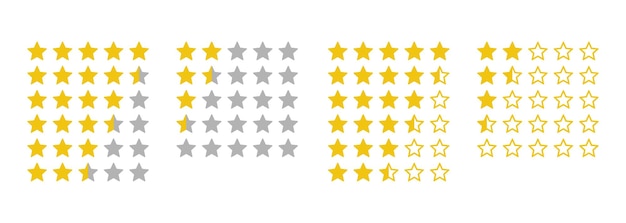 Five stars feedback and rating icons