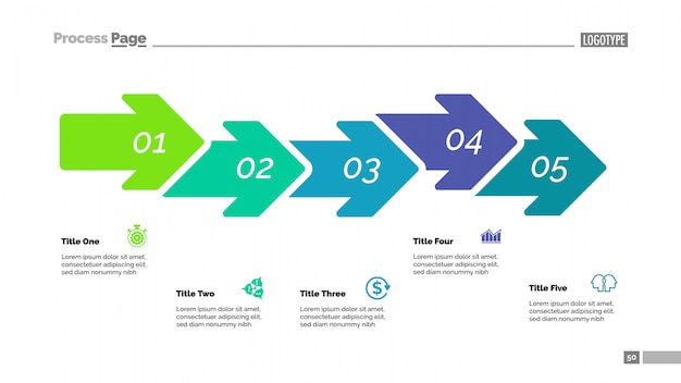 Five Steps Arrow Chart Slide Template