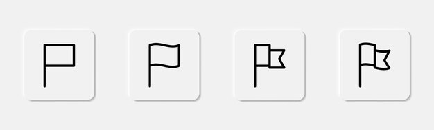 Flag icons set Waving flag icon in line Outline flag marker icon Pennant icon in line