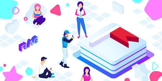 Flag isometric design icon Vector web illustration 3d colorful concept