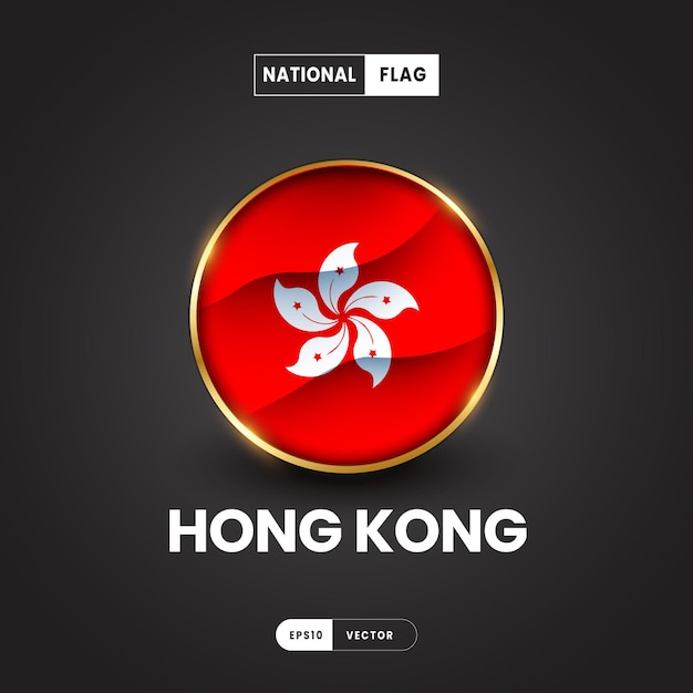 Flag of Hong Kong vector illustration Asia Flag 3D EPS10