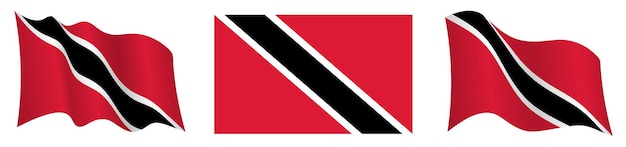 flag of Trinidad and Tobago in static position and in motion fluttering in wind in exact colors and