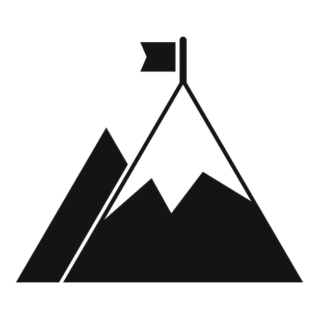 Flag waving on top of mountain showing goal achievement