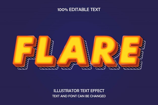 Flare, editable text effect modern shadow line style