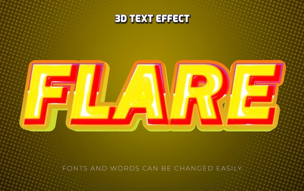 flare yellow 3d editable text effect style