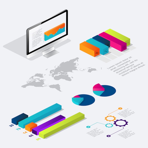 flat 3d isometric infographic for your business presentations.