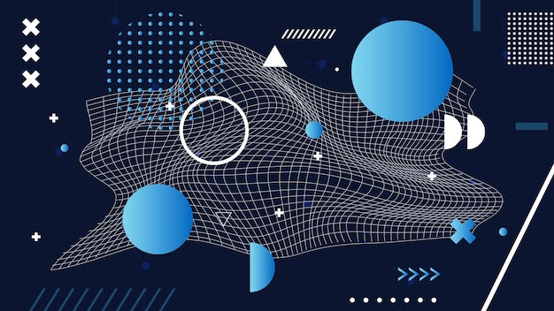 Flat abstract wire frame background template premium vector