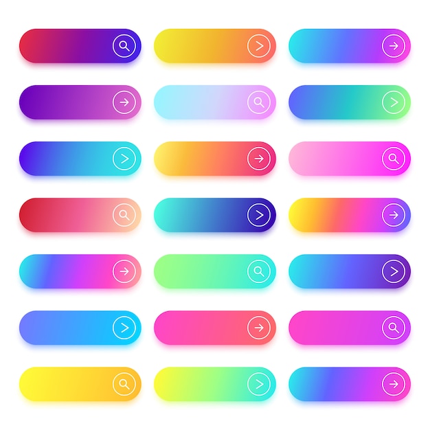 Flat action gradient buttons with text space. Web ui vector set