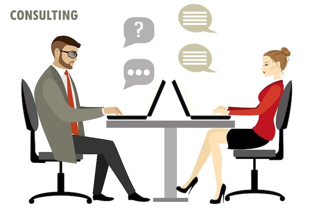 Flat character of business consulting concept isolated on white background stock vector illustration