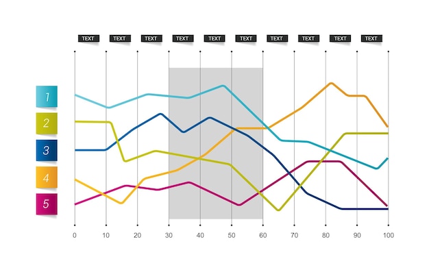 Flat chart Lined graph Simply color editable Infographics elements