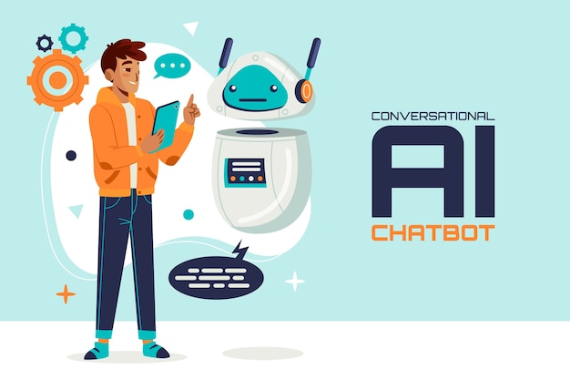 Flat conversational ai chatbot background