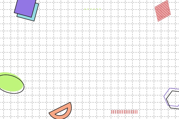 Flat dashed grid geometric memphis background
