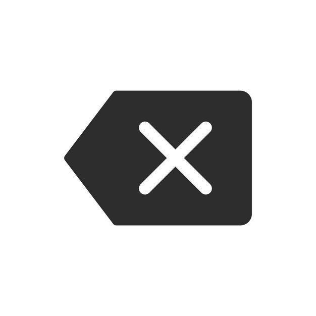 Flat Delete Remove Cross Button Icon Isolated Vector Illustration