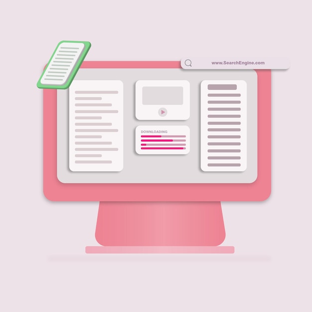 Flat design computer website background illustration
