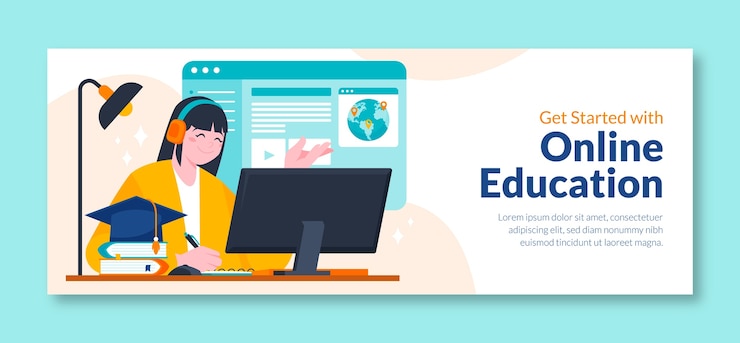 Vektori flat design online college  facebook cover