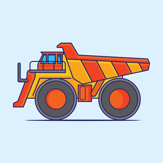 Flat design Tractor excavator collection vehicle cartoon building transportation isolated